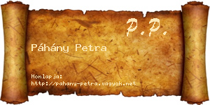 Páhány Petra névjegykártya