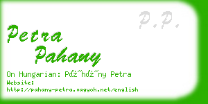 petra pahany business card